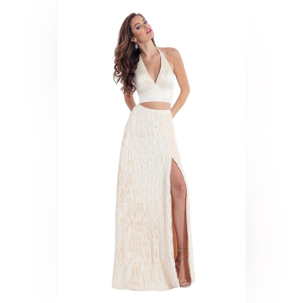 NWT Rachel Allan 6145 Cream Two Piece Dress Size 16